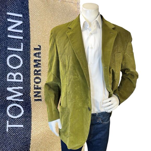 RARE Vintage Tombolini Casual Blazer Men 46L Italian Corduroy Sport Coat Jacket - Picture 1 of 16